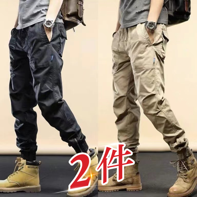 Men's Work Pants Spring and Autumn Pure Cotton Loose Fit Large Size Trendy Brand Jogger Pants Durable Workwear Casual Long Pants