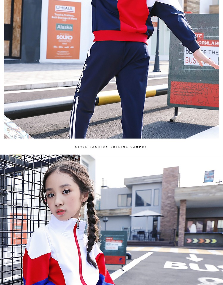 Quần áo mẫu giáo mùa xuân và mùa thu cotton lớp quần áo đồng phục học sinh tiểu học tay áo dài phù hợp với mùa thu thể thao thời trang bé gái