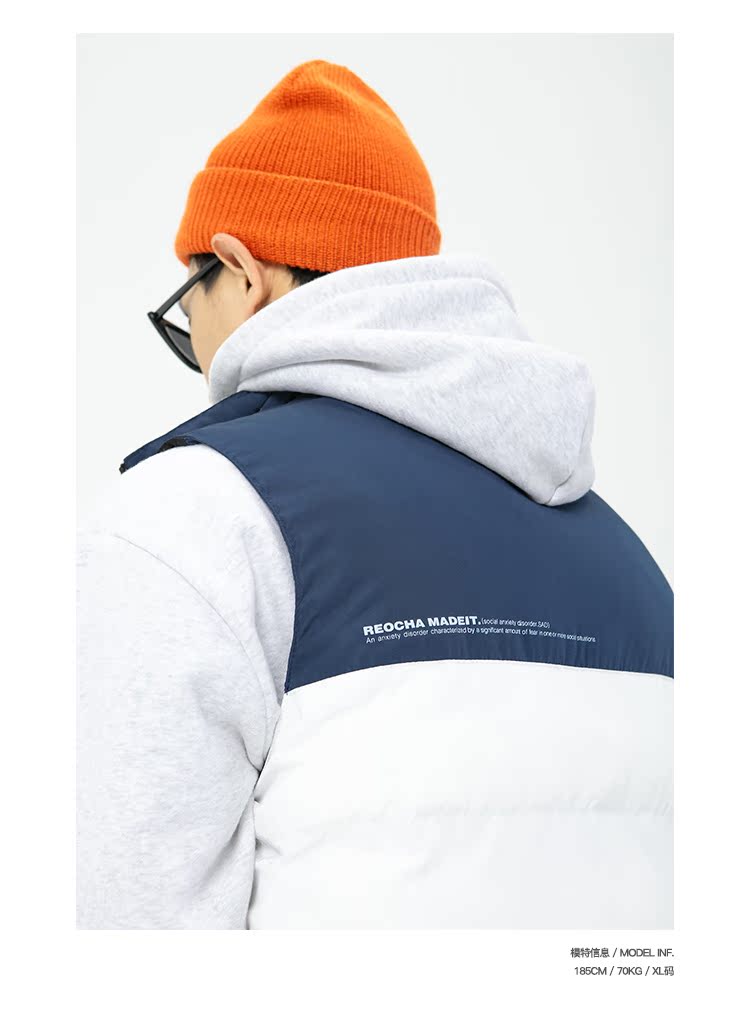 REOCHA hot 2018AW DuPont cotton hai mặt mặc màu sắc phù hợp với vest nam áo vest lỏng - Dệt kim Vest áo vest đen