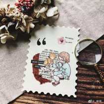 Judy handmade multi-material multi-function stamp shaped box hand account collage small card 24 pieces