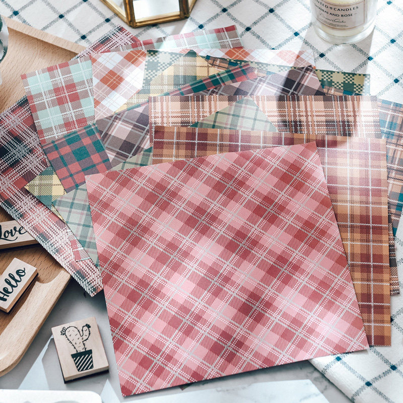 Judy handmade single-sided pure original hand account background material paper 160G 12 sets 21037 retro lattice