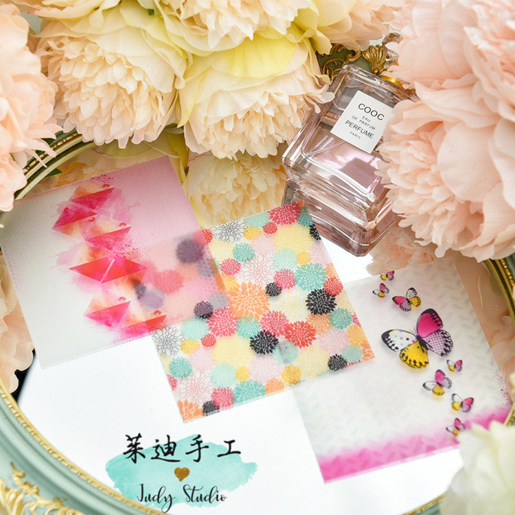 Judy hand-laid 10 * 10 cm sulphuric acid paper background sticker TN hand ledger 12 sheets into the butterfly matter