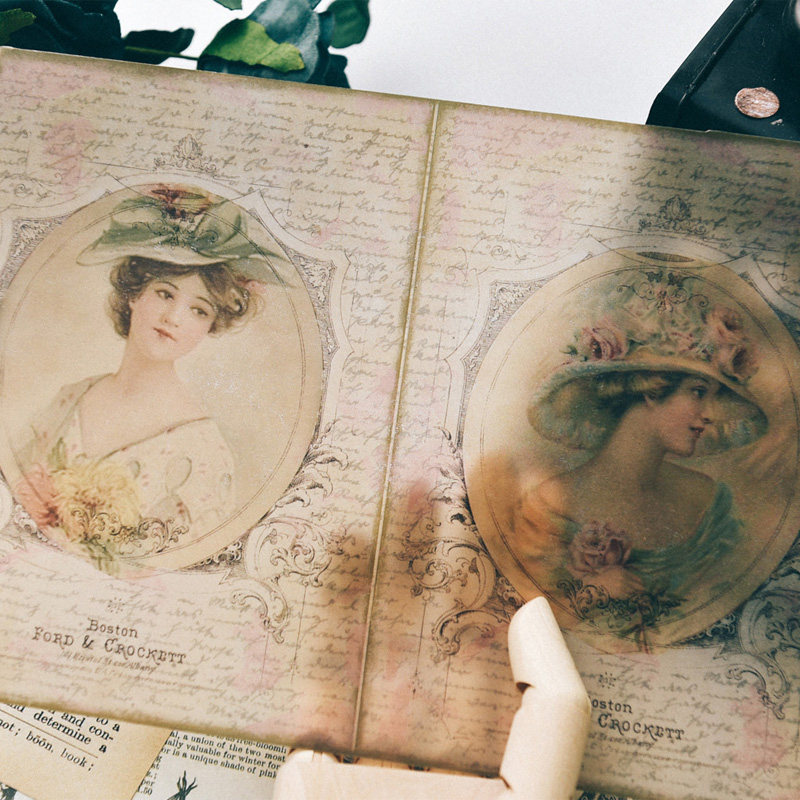 Judy handmade A5 single-sided Jane Eyre vintage Junkjournal multi-material material paper set of 16 sheets