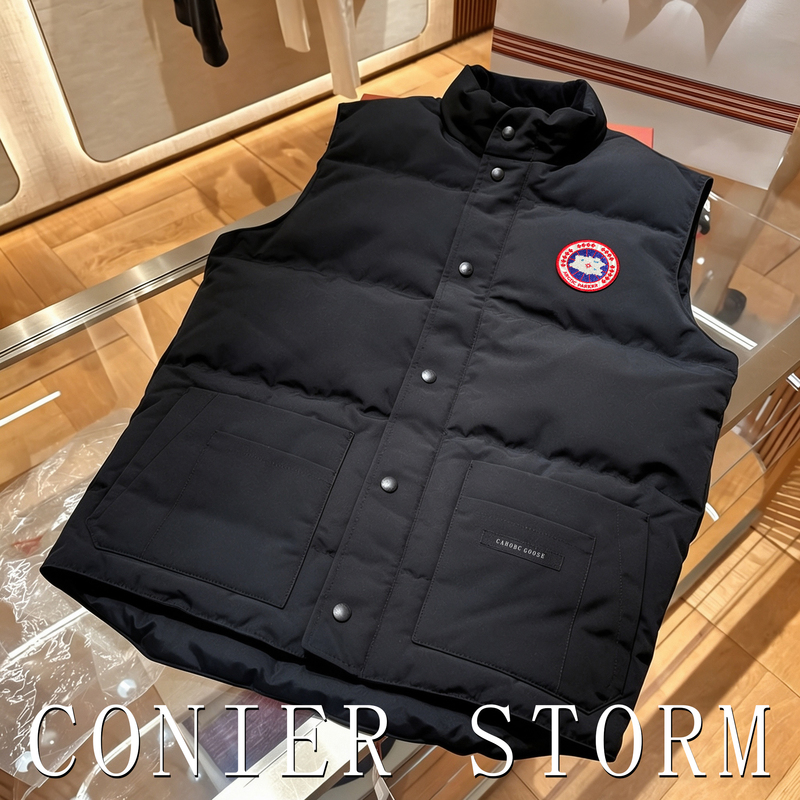 Big Goose Stand-Up Collar Black down Vest, Unisex, Suitable for Outerwear in Autumn and Winter, Layering, Hard Shell, Warm, Windproof, Thickened Vest