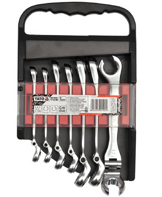 Original Yierto imported auto repair tool 7 pieces industrial-grade live head tubing wrench set YT-0190