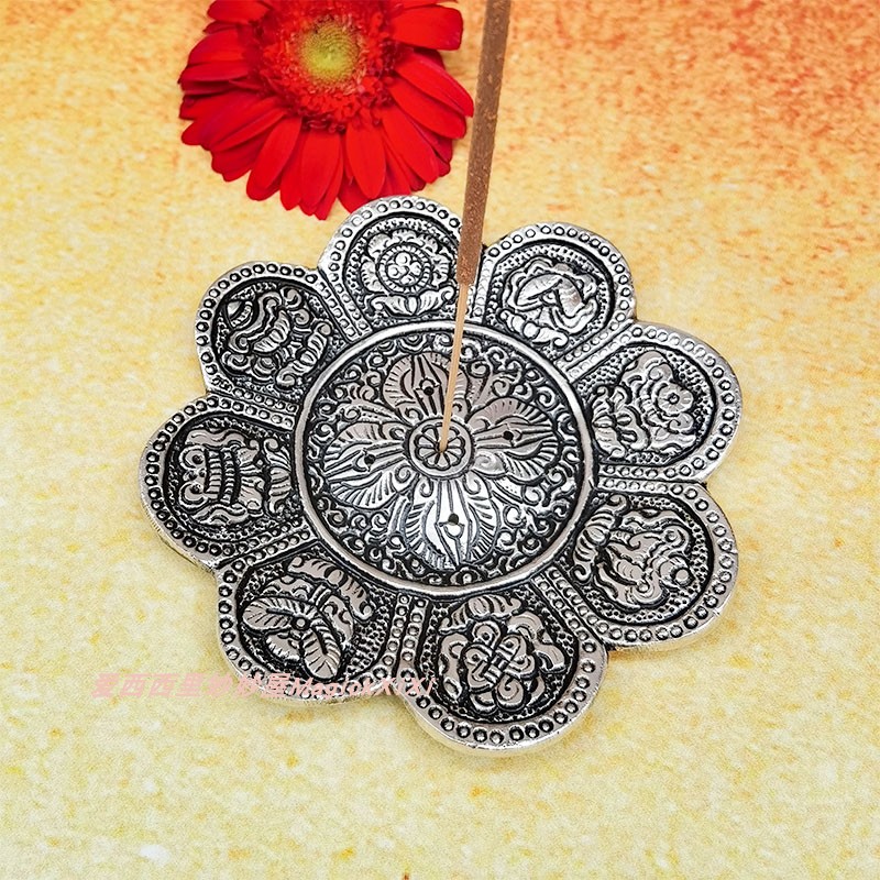 Imported aluminum lotus thread incense plate tower incense base incense burner crystal storage vessel candle candlestick home decoration