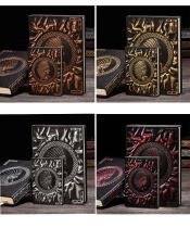 European vintage leather Indian embossed notebook hand account business student office notepad diary A5