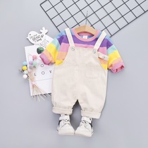 Baby suit womens pure cotton fall baby sweatshirt 2022 new girls spring and autumn foreign air to serve two sets