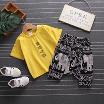 Boys summer clothing suit 2020 new ocean gas 1 boy clothes tide 3 year old Childrens baby Summer short sleeves Two sets