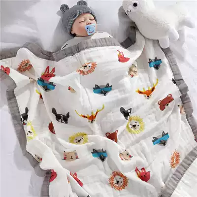 6 layers of gauze cover quilt Baby children summer small cover blanket Baby air conditioning pure cotton newborn four seasons universal bath towel hair