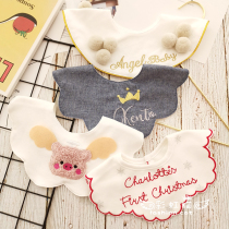 New autumn and winter saliva towel Korean embroidery infant cotton bib handsome anti-spit milk children Princess bib