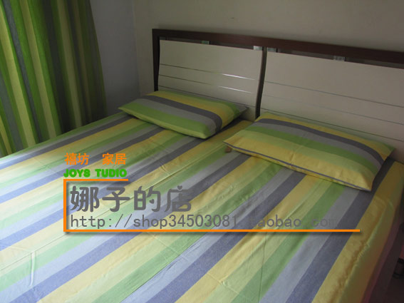 Jubilee Quảng trường đúp truy cập chính hãng đơn sọc vải cotton 220 * 240 dày xanh lăm rộng -T33 vận chuyển tốt - Khăn trải giường drap giường cotton