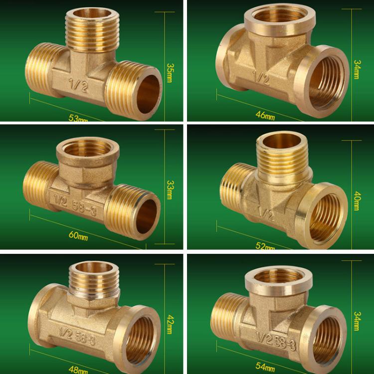 4 points All copper thickened outer wire three-way joint Inner wire one inner two outer three outer wire three-way water heater water pipe fittings