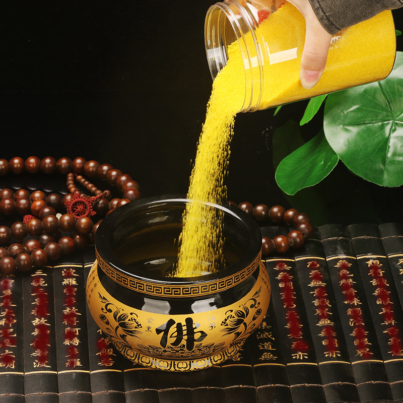 Incense burner for the Buddha's Diamond Sands Gold Jade Clear Sand Barrel Loaded With Fragrant Inserts Special Incense Stove Grey Filling