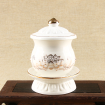 Large Buddhist supplies holy water Cup great sorrow water relief white porcelain lotus flower gold water cup net water cup for Buddha Cup