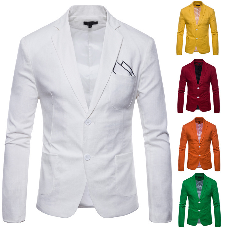 Men's Candy-Colored Foreign Trade Suit, Youth Korean Style Trendy Jacket, Men's Slim-Fit Solid Color Casual Dark Pattern Small Suit