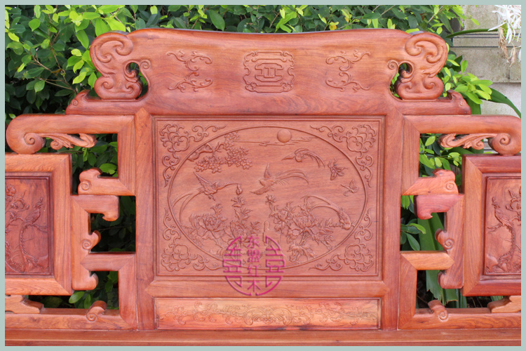 Sofa Mahogany sofa hoa phong cảnh Miến Điện sáu mảnh gỗ hồng mộc sofa gỗ phong cách Trung Quốc đồ nội thất phòng khách sofa - Bộ đồ nội thất ban ghe dep