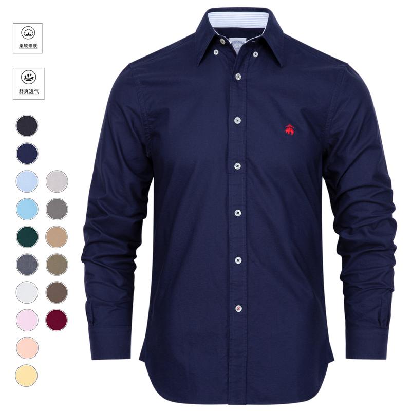 North American Brooks Genuine Cotton Men's Shirt Classic Business Wrinkle-Free Oxford Long-Sleeve Shirt North American Brooks Genuine Cotton Men's Shirt Classic Business Wrinkle-Free Oxford Long-Sleeve Shirt