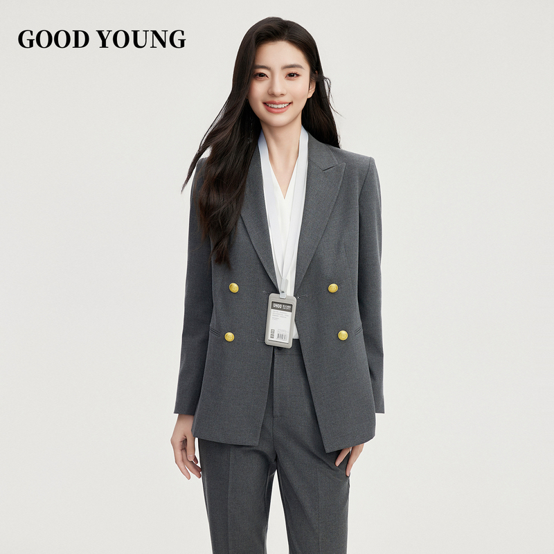 Good Young2025 New Style Interview Wear Real Gold Four-Button Civil Servant Suit Jacket Professional Attire for Commuting Slim Fit