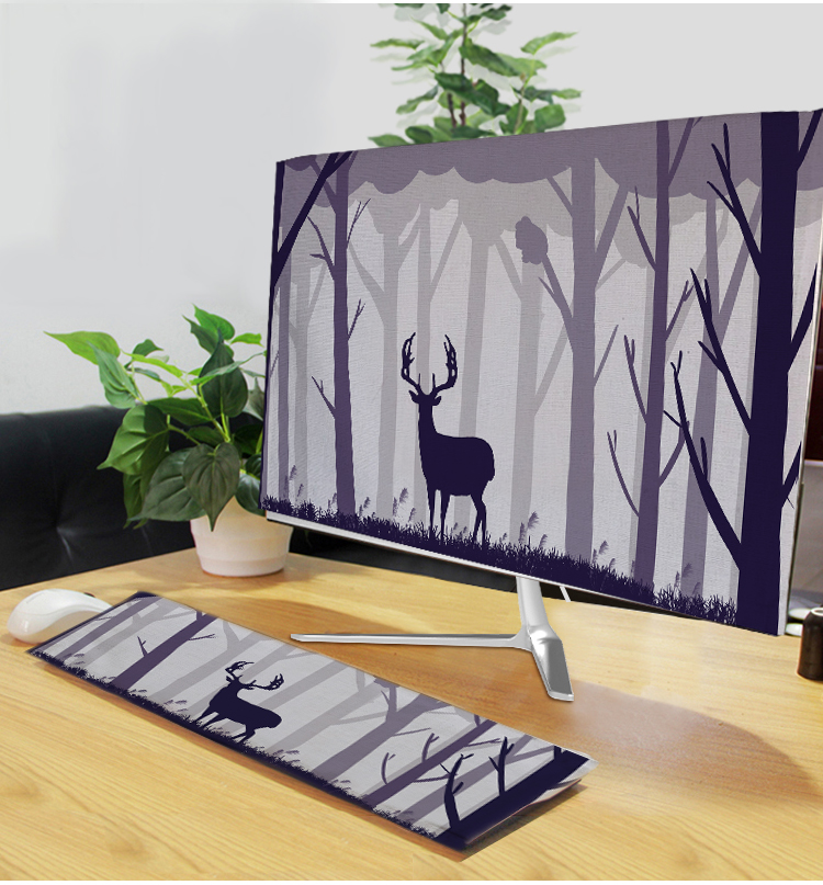 Desktop bụi máy tính bao gồm bụi bảo vệ bìa gói trên màn hình bàn phím đáng yêu nhà tối giản màu xám bìa vải che khăn - Bảo vệ bụi quạt áo điều hoà