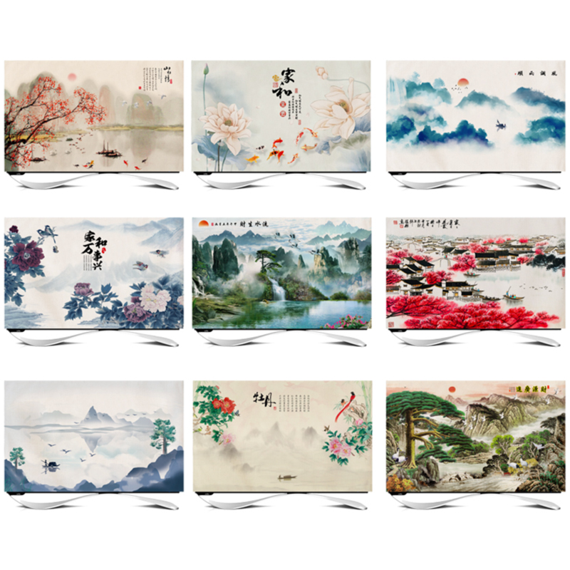 Chinese style TV cover dust cover liquid crystal computer dust cover for home hanging 50-inch 55 inch cloth art dust-proof cover