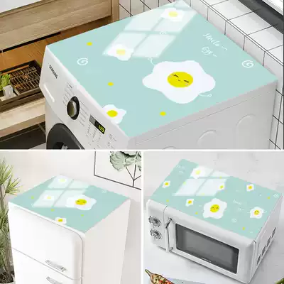 Cartoon PVC washing machine dust cover decoration waterproof drum type double switch microwave oven sunscreen cover cover towel non-slip