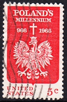 U.S. Letter Sales Stamps 1966 Poland 1000th Anniversary 1-1: Eagle and Cross