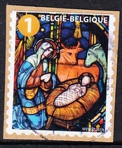Belgian Letter Marketing Stamp Cutting 2019 Christmas 2-1: Virgin and Child in the Stable
