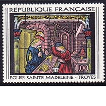 French Letter Marketing Stamps 1967 Art Stained Glass Window 1-1