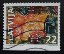 Latvian Letter Marketing Stamps 2006 Art Childrens Drawing Reproduction 1-1 (No teeth below)