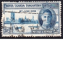 East African Community letter stamps 1946 Peace and Victory 2-2: George VI and the British Parliament