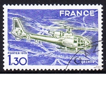 French letter stamps 1975 Gazelle helicopter 1-1
