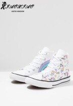 British Direct Mail Unicorn Canvas shoes Girls  shoes Graffiti printing high-top flat lace-up canvas shoes