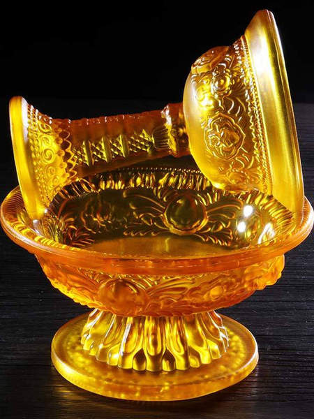Small Glass Offering Cup for Guardian Deities, Tibetan-Style Household Water Offering Cup for Buddha, 11cm