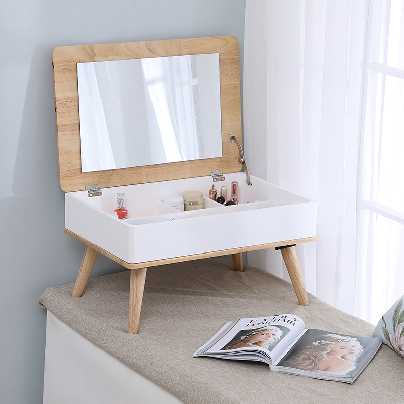 Nordic makeup table Bay window makeup cabinet Makeup mirror Small apartment makeup table Simple clamshell makeup table Desktop European style
