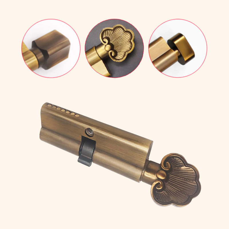 Bedroom door lock core replaces room door lock accessories indoor wooden door lock household home - style European retro copper color 70