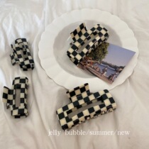 South Korea ins with black and white board grid grab clip retro Joker hair clip headwear hair clip