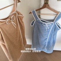 Bowknot bath skirt) adult sling big towel absorbent quick-drying can wear bath towel Home Soft Bath bathing bathrobe