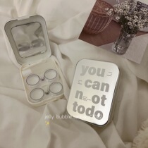 Two sets of silver simple mirror ins letter beauty pupil storage box contact lens companion box con box