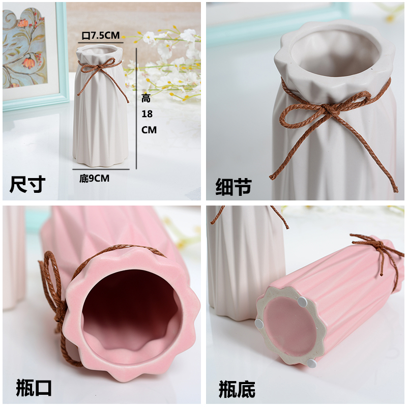 Bình gốm đơn giản phòng khách hiện đại trang trí nhà bằng dây gai trắng nhỏ nghệ thuật nước tươi văn hóa hoa gốm - Vase / Bồn hoa & Kệ chậu hoa cảnh