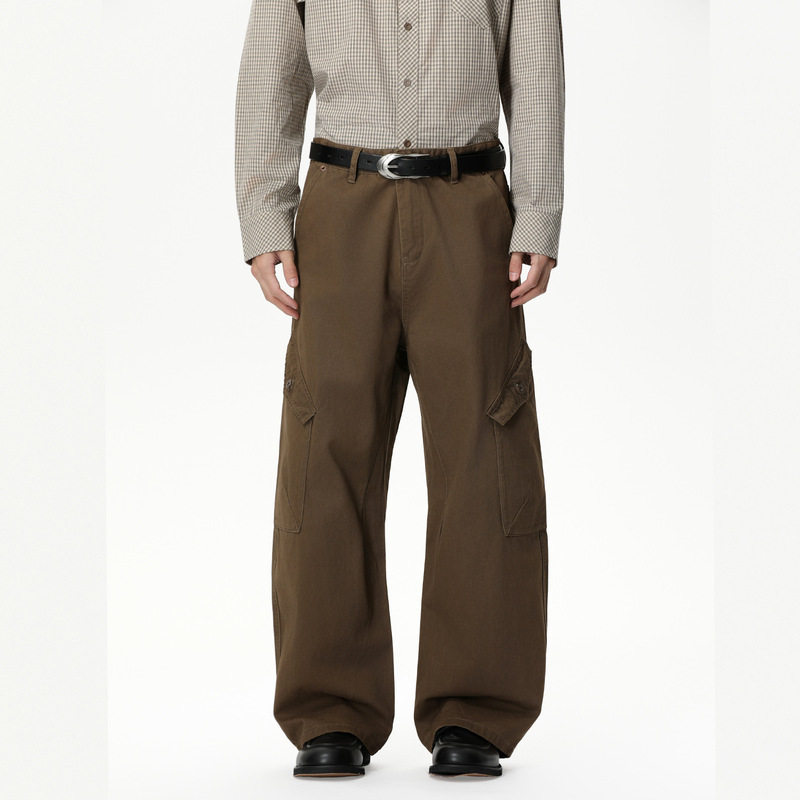 Ultimate Goal 2026Aw American-Style Patchwork Diagonal Pocket Wide-Leg Loose Versatile Work Pants
