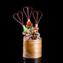 Fruit disposable art bamboo sign artistic conception plate decoration plate flower and grass embellishment creative food hotel restaurant chef supplies