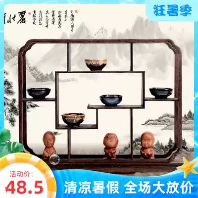 Mahogany Bogu rack Small Dobao pavilion chicken wings solid wood tea set rack Purple sand teapot rack Bonsai display small shelf