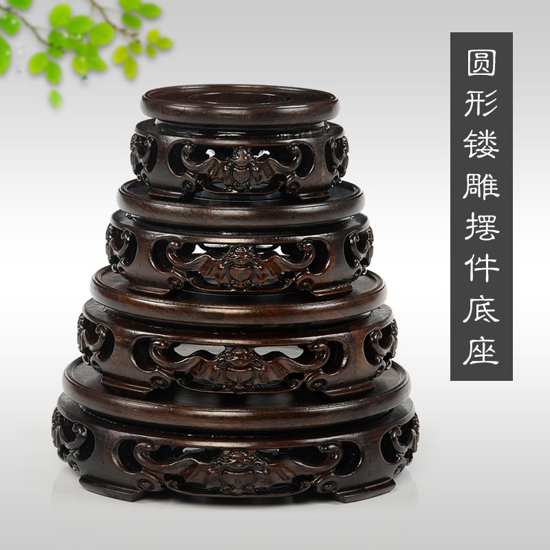 Solid wooden pallet fitted stone stone teapot pot vase pot pot aroma hobby statue of wooden red wood round base