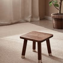 North American black Walnut square stool bench Nordic modern shoe stool Low stool Solid wood stool