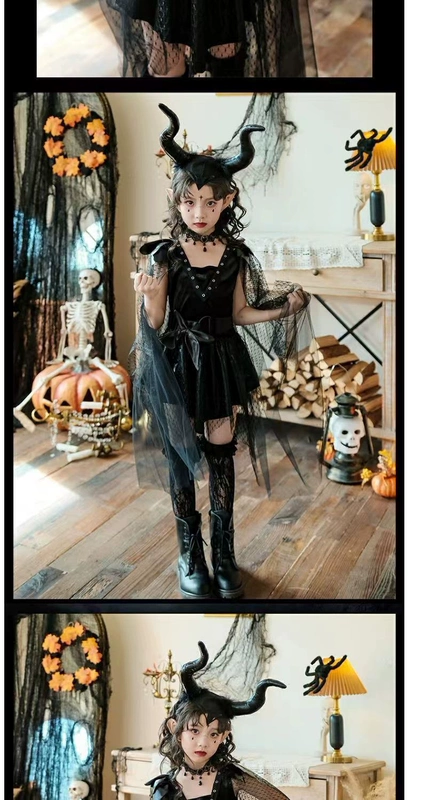 Trang phục hóa trang Halloween trang phục hóa trang trẻ em Phù Thủy Maleficent night elf váy cô gái trang phục