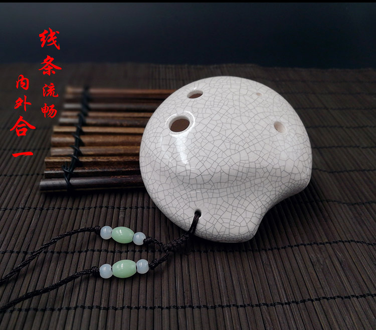Ocarina 6 lỗ tầm trung C vòng sinh viên trẻ em mới bắt đầu giới thiệu sáu lỗ AC giai điệu đơn giản Tai Chi trắng nứt - Nhạc cụ dân tộc sáo ngọc