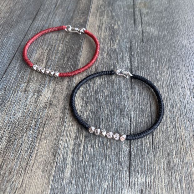 [Giới thiệu] Dây đeo bằng tay Thái nguyên bản bằng bạc Sterling Dây đeo tay đan bằng tay Vòng tay - Vòng chân vòng chân cho nữ
