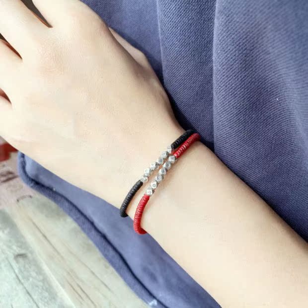 [Giới thiệu] Dây đeo bằng tay Thái nguyên bản bằng bạc Sterling Dây đeo tay đan bằng tay Vòng tay - Vòng chân vòng chân cho nữ