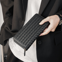 New Korean version of woven wallet long handbag handmade woven clutch mens and womens wallet fashion card bag
